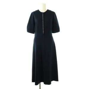 パールボタン2wayフレアワンピース 半袖 ロング 2 紺 /NR OS SH