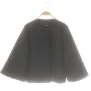 ダブルクロスノーカラーショートコート 36 紺 /MI OS SH