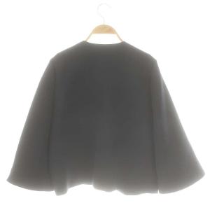 M-Premier BLACK ダブルクロスノーカラーショートコート 36 紺 /MI OS SH