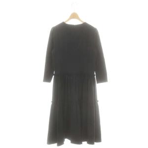 M-Premier BLACK 24AW バックギャザー切替ワンピース ウール混 38 濃紺 /MI OS SH