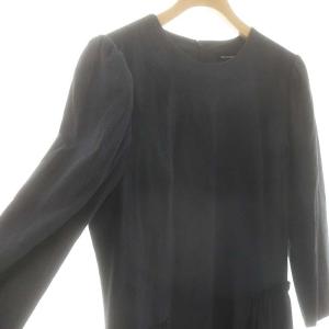 M-Premier BLACK 24AW バックギャザー切替ワンピース ウール混 38 濃紺 /MI OS SH