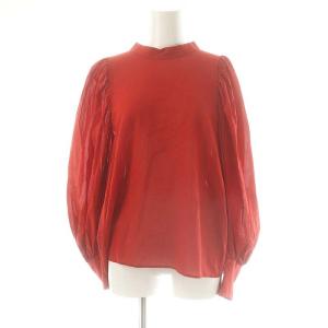 GATHER SLEEVE BLOUSE ブラウス パフスリーブ 36 レッド /ES OS SH