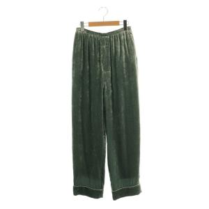 VELOR PANTS パンツ イージー ベロア シルク混 36 グリーン /CX OS SH