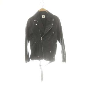 カウレザーダブルライダースジャケット ベルト付き 36 黒 /MI OS SH