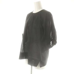 Drawer 24年 コットンパフスリーブブラウス 半袖 ブラック /HK OS
