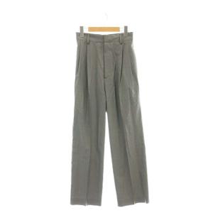 23SS WOOL TRO タックパンツ ストレート ジッパーフライ シルク混 34 グレー /DO OS