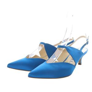 Nebuloni シルクサテンバックストラップパンプス 36.5 ブルー 7403T