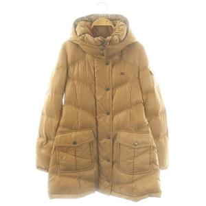 フード付きノバチェックダウンコート アウター ロゴ刺繍 40 ベージュ /DO OS