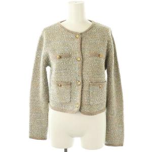 23AW ミックスツイードニットカーディガン ウール F ベージュ 水色 /MI OS