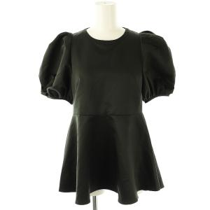 24SS タフタバックオープンペプラムブラウス F 黒 /MI OS