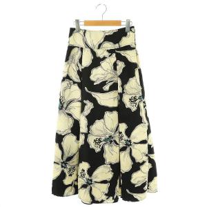 23AW ハイウエストバックリボンフラワースカート 1 黒 アイボリー /MI OS