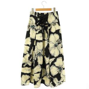 FRAY I.D 23AW ハイウエストバックリボンフラワースカート 1 黒 アイボリー /MI OS