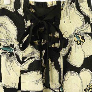 FRAY I.D 23AW ハイウエストバックリボンフラワースカート 1 黒 アイボリー /MI OS