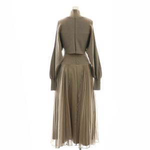 FRAY I.D レース ニットワンピース マキシ ロング 長袖 1 グレー /AT OS