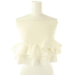 25SS ラッフルフリルベアニットトップス ベアトップ F 白 /MI OS