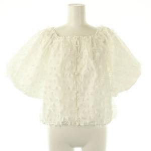 24SS ジャガードオフショルブラウス クロップド 半袖 F ホワイト /DF OS