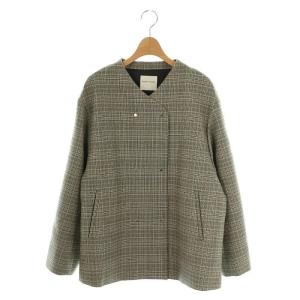 24AW チェック柄ボンディングスタンドカラーブルゾン ジャケット M ブラックチドリ /DF OS