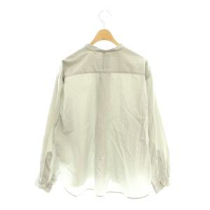 DANTON 25SS バンドカラーシャツ ストライプ SLOBEIENA取扱 38 グレー ネイビー オフホワイト