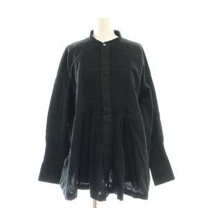 25SS コットンスモッキングブラウス 長袖 F ブラック /HK OS