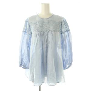 ブラウス 七分袖 プルオーバー リネン混 36 ライトブルー /NR OS