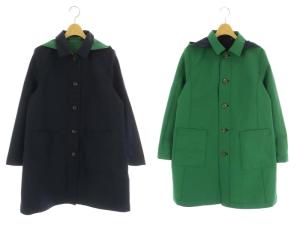 フーディーリバーシブルコート 薄手 38 ネイビー グリーン /DO OS
