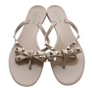 VALENTINO ラバー スタッズ サンダル 39 べージュ /SR30