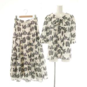 24AW ICONS OF DREAM セットアップ 総柄 ブラウス フレアスカート 4 白 黒 /MI