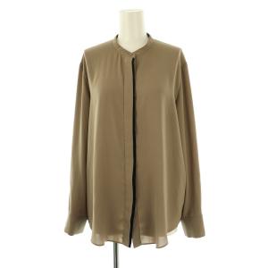 23AW ブラウス 長袖 バンドカラー M 茶 ブラウン /AT OS