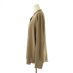 iCB 23AW ブラウス 長袖 バンドカラー M 茶 ブラウン /AT OS