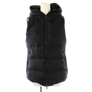FEBEDUE wool ダウンベスト フーディ ウール 黒 ブラック /SS OS