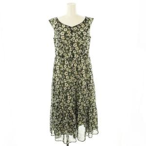 ワンピース ノースリーブ ロング 花柄 4 S 黒 マルチカラー /NR OS