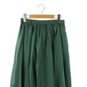 ATON 23SS MICRO COTTON SATIN ギャザースカート ロング 01 グリーン /HK OS