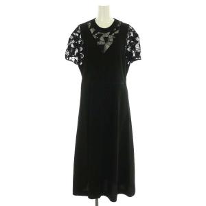 レースショートスリーブロングワンピース 36 ブラック