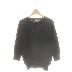 ウールコットンニットプルオーバー 2 M 黒 ブラック 青 ブルー /SY OS