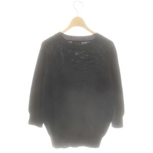 MARGARET HOWELL ウールコットンニットプルオーバー 2 M 黒 ブラック 青 ブルー /SY OS