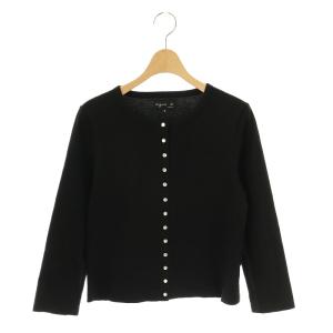 プレッションカーディガン クルーネック 3 黒 ブラック /AT OS