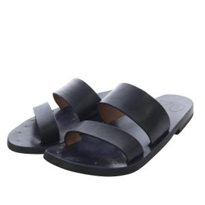 サンダル フラット レザー 1 ブラック /YO12