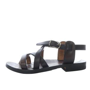 サンダル フラット ストラップ レザー 23cm-23.5cm ダークブラウン /YO1