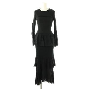 フリルギャザーワンピース ロング 長袖 0 ブラック F182-9559TSV /DO OS