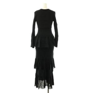 3.1 phillip lim フリルギャザーワンピース ロング 長袖 0 ブラック F182-9559TSV /DO OS