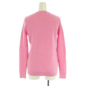 RALPH LAUREN SPORT ロゴ刺繍 ケーブルニットカーディガン 長袖 クルーネック S ピンク /AT OS