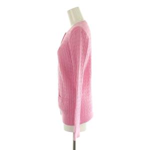 RALPH LAUREN SPORT ロゴ刺繍 ケーブルニットカーディガン 長袖 クルーネック S ピンク /AT OS