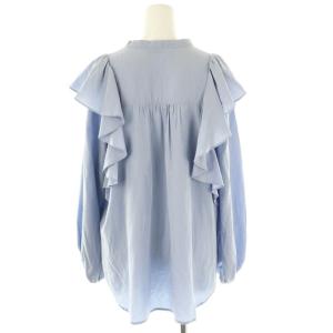 Liesse フリルブラウス シャツ 長袖 前開き サックス /NR OS