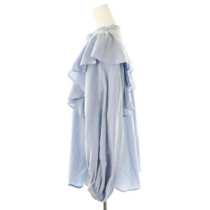 Liesse フリルブラウス シャツ 長袖 前開き サックス /NR OS