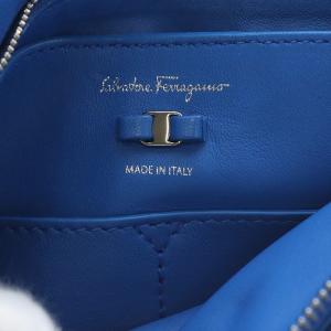 Salvatore Ferragamo ショルダーバッグ  ヴァラリボン レザー ブルー GG-211287