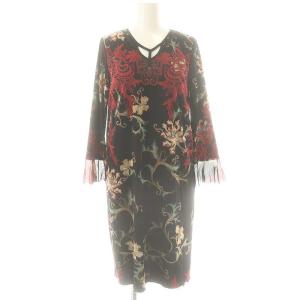 パワーネット チャイナ 総柄 ワンピース 40 黒 マルチカラー /MI OS