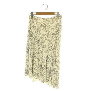 ペイズリー柄 アシメ スカート 膝丈 S ホワイト /HK OS