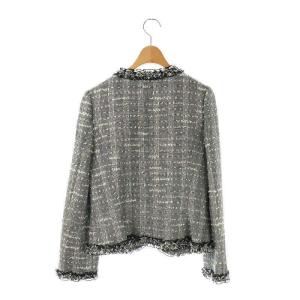 M'S GRACY ツイードジャケット ノーカラー アウター 40 白 黒 /NR OS
