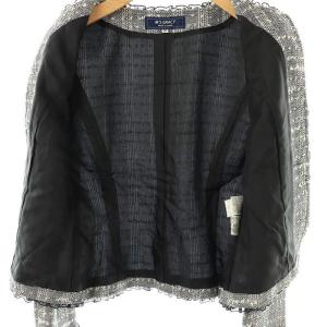 M'S GRACY ツイードジャケット ノーカラー アウター 40 白 黒 /NR OS