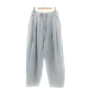 2タックワイドコクーンカーヴィーパンツ リネン混 38 ライトブルー /MI OS